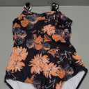 American Trends One Piece Swimsuit Women Criss Cross Back Color Block Print Bathing Suits Athletic Modest Swimwear (2-4, F Orange Flower)