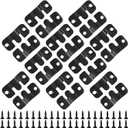 20PCS 1.69 x 0.75 inch Black Flush Mount Bracket Stainless Steel Interlock Hanging Buckle Z Clips Headboard Wall Mounting Brackets French Cleat Picture Hanger Heavy Duty with 40PCS Screws