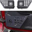 Front Door Storage Pockets Organizer Box for 2011-2018 Jeep Wrangler JK JKU Unlimited 2/4 Door Insert Storage Expansion Interior Accessories 2 Pack Black Metal with Star