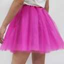 Adult Teens 5 Layered Tutu Skirt, Women Girls Ballet Dance Tulle Skirt Costume Elastic Waist Tulle Tutu Skirt (Pink)