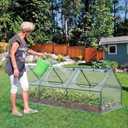 BPS 9x3x3 ft Mini Greenhouse with Transparent PVC Cover UV-Protected Roll-Up Zipper Doors, Ideal for Indoor or Outdoor Use on Raised Garden Beds
