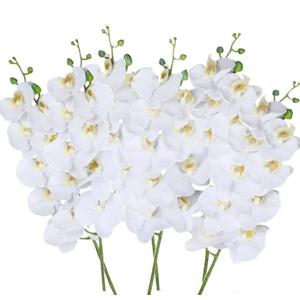 27" Artificial Phalaenopsis Flowers 6 Pcs White Artificial Orchid Flowers Stem Plants for Home Dcor