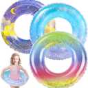 Pool Floats Kids 3 Pack, Inflatable Swim Rings for 4-10 Years Old GirlsPool Tubes Toys, Pool Floats Ring Toys, Summer Beach Swimming Pool Floats Party Supplies