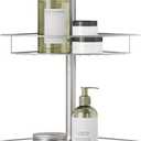 Zenna Home Tension Pole Shower Caddy Corner Organizer, Adjustable Standing Shower Caddy with 4 Baskets and Towel Bar, Rust Resistant Bathroom Tension Rod Organizer, 60 to 97 Inch, Satin Nickel