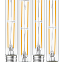Tubular Light Bulb 7.3 Inch Dimmable T10 LED Bulb E26 6W 60 Watts Edison Bulbs 2700K Solf White,185mm Long for Wall Sconces, Pendant, Livingroom, 4-Pack