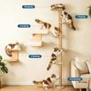 88.6" Wall-Mounted Cat Tree for Small & Medium Cats, Adjustable Height 5-Tier Tall Cat Climbing Tower with Scratching Post, Indoor Cat Wall Shelves for Climbing, Scratching & Lookout