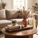 Novabright 30'' Large Rustic Pine Wood Display Long Tray for Table Centerpiece Farmhouse Pedestal Stand for Decor Table Kitchen and Bathroom Counter Display Plant Candle Vases