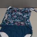 Eomenie Womens Halter Tankini Bathing Suit Ruched Tummy Control Two Piece Swimsuit with Bottom, L