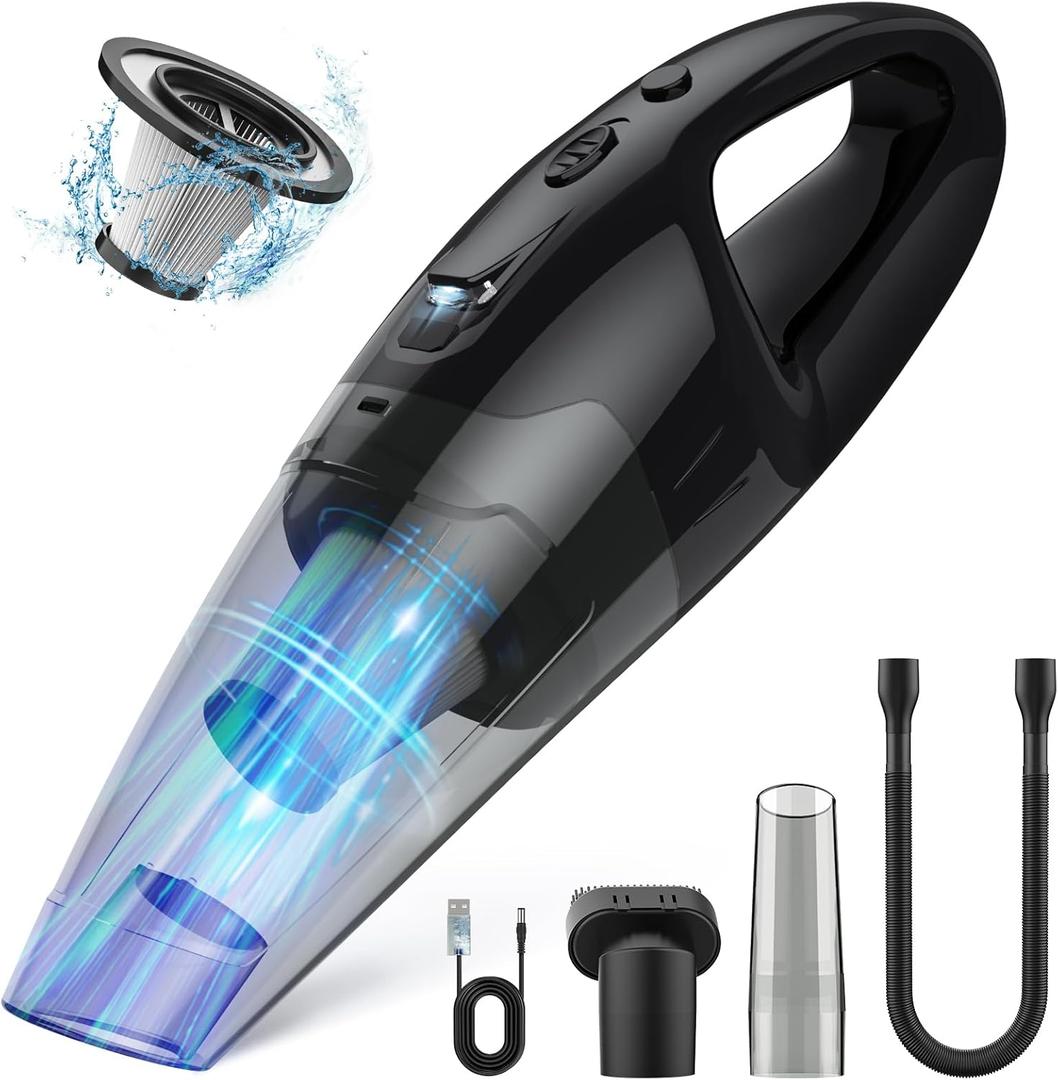 BSRCO 30Min Runtime Handheld Vacuum Cordless - 1.65lbs Light, 3 Attachments, LED Light, HEPA, USB Charge for Car & Home (Gray)