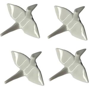 Japanese Origami Crane Chopstick Rest Set of 4, Ceramic Holder for Sushi, Ramen & Asian Tableware, Porcelain Crane Stand for Home Kitchen Restaurant Dining, White