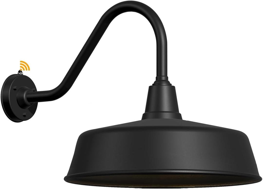 JOESA Extra Large 24" Barn Gooseneck Light, Dusk to Dawn Exterior Light Fixture, Ideal for Installation on Porch, Garage Doorway, Classic Outdoor Barn Light.