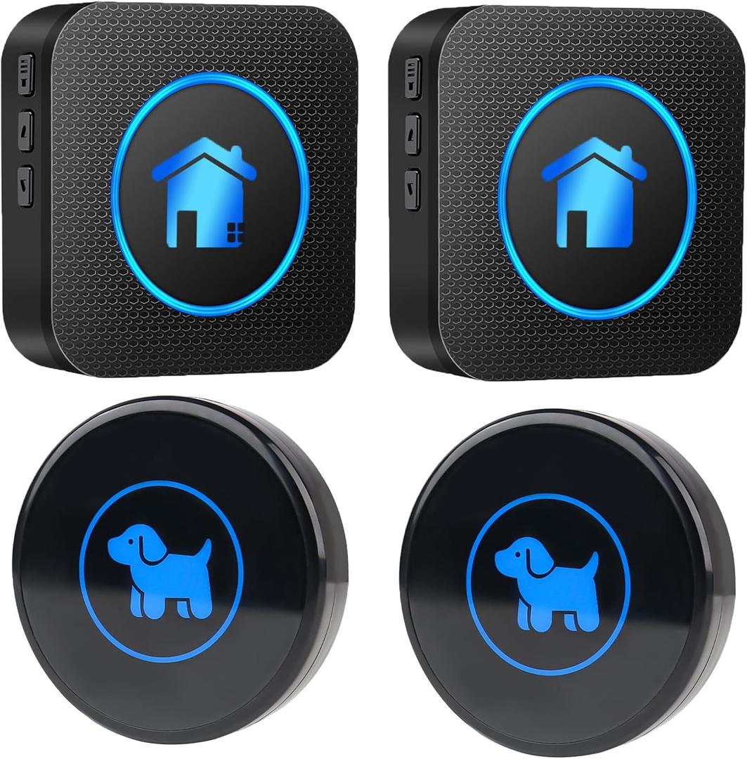 Dog Door Bell 2026 Enhanced Touch, Wireless Doggie Doorbell for Potty Training to Go Outside, IP65 Waterproof, 1000ft Range, 55 Melodies, 5 Modes & Adjustable Volume, 2 Receivers+2Buttons