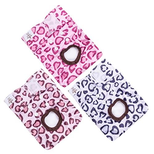CuteBone Dog Diapers Female Washable Small 3 Pack Reusable Doggie Diapers Puppy Period Pants for Doggy Heat Cycle Peeing D54S