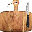 Cheese Knife Set - MATTSTONE HILL Cheese Knife & Acacia Cheese Board Set, Soft & Semi Hard Cheese Knife, Cutting Board, Charcuterie Board, Wood Serving Platter
