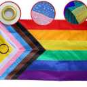 Premium New Progress Pride Flag 3x5 Ft Outdoor, Longest Lasting Heavy Duty Nylon 220D Sewn Stripes | All Inlcusive Progressive Flags House Decoration Banner