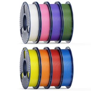 250g High Speed SUNLU PLA Filament 1.75mm Bundle, 250g Spool, 8 Rolls, White+Blue+Red+Yellow+Pink+Orange+Olive Green+Lavender Purple