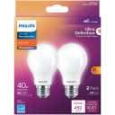 Philips Ultra Definition Warm Glow 40w Equivalent Soft White A19 Medium Led Light Bulb (2-pack)