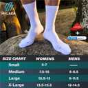Hylaea Compression Running Socks for Men, Coolmax Anti-Blister Cushion Crew Socks for Athletic Basketball Tennis, Moisture Wicking & Seamless, Elite White Large