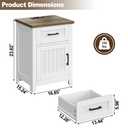 Decofy Farmhouse Nightstand with Charging Station, Set of 2 Modern End Tables with Large Storage and One Drawers, Outlets, USB Ports & Type-C Ports, Easy Assembly for Bedroom (Pure White + Walnut)