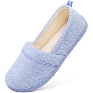 HomeTop Women's Comfy Loafer Slippers Lightweight Memory Foam Non-slip Indoor House Shoes, (10 B(M) US, Blue)