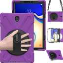 BRAECN for Galaxy Tab S4 10.5 Tablet Case, BRAECN Three Layer Hybrid Shock-Proof Case with 360 Degree Rotating Kickstand,Hand Strap,Shoulder Strap for Samsung Galaxy Tab S4 SM-T837/T835/T830(Purple)