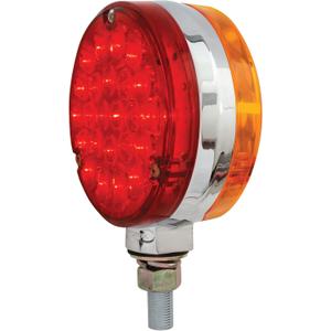 GG Grand General 78360 Amber/Red 4" Round Double Faced Pearl 24-LED Pedestal Light with Chrome Die Cast Housing (Single Pack)