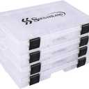 Sougayilang Fishing Tackle Boxes - 3600 3700 Plastic Storage Organizer Box with Removable Dividers - Fishing Tackle Storage - 4 Packs Transparent Tackle Trays (Four 3700 (Tray Size: 14"x8.7"x1.8"))