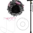 Old Lady Costume for Girls,100 Days of School Old Lady Wig Set Include Wig,Glasses,Necklace,Glasses Chain and Cane