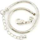 RUBYCA 10pcs White Silver Plated Lobster European Style Snake Chain Bracelet fit Charm Beads 7.9" (20 CM)