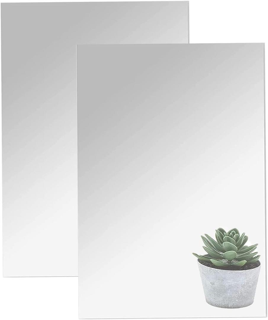 DARENYI 16"x12" Acrylic Mirror Sheet, Flexible Non Glass Body Mirror Tiles Large Self Adhesive Mirror Stickers for Bathroom Bedroom Home Wall Decor (2pcs)