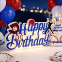Baseball Birthday Light Up Sign, 15 LED Happy Birthday Wood Decor, Sturdy Density Board with Built-in Battery Box, Sports Themed Party Supplies for Tabletop, Bedroom, Baseball Fan Birthday Decorations