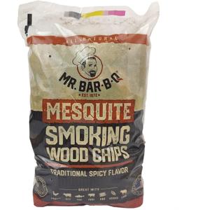 Mr. Bar-B-Q Mesquite Wood Smoker Chips, 100% All Natural Mesquite Wood Smoking Chips for Smokers, Works on Any Heat Source, Traditional Spicy Flavor for Backyard BBQ, Grilling & Camping (1.8 Lb Bag)
