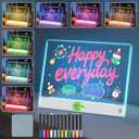 16-Inch LED Note Board Rechargeable with 7 Colors, Doodle Glow Board Neon Art Dry Erase Light Up Drawing Pad with Invisible Stand, Sketching Gift Toy for Kids/Girls/Teens, 12 Markers