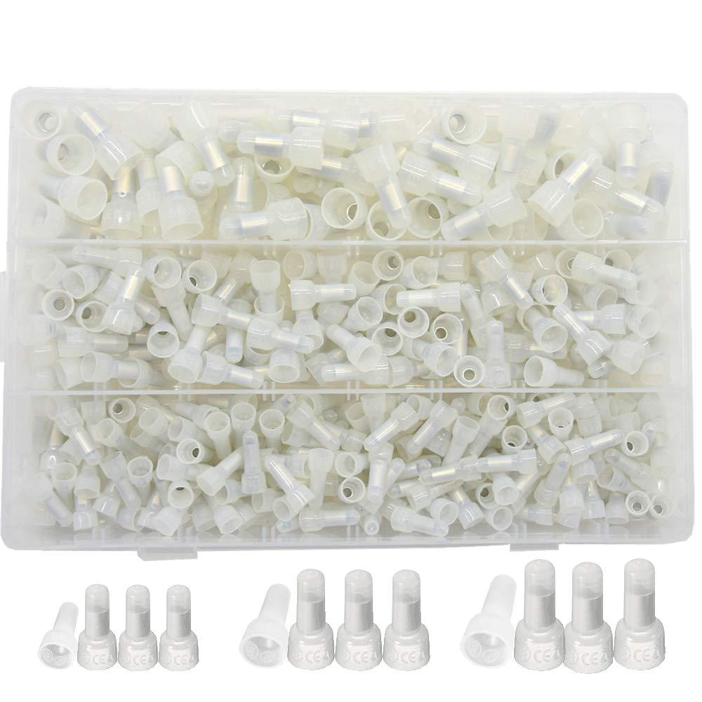 430 Pieces Closed End Crimp Cap Terminal ConnectorsNylon Power-Cable Wire Connector 22-16 16-14 12-10 Gauge Kit (NLM)