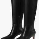 Knee High Long Boots for Women Narrow Calf Kitten Low Heel Square Toe Leather Fall Winter Fashion Tall Boot Side Zipper Dress Shoes 9