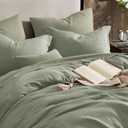 Geniospin Queen Comforter Set - 7 Pieces Comforter Queen Size, Solid Bedding Set for All Season, Textured Bed in a Bag with Sheets, Pillowcases and Shams (Sage Green, 90''x90'')