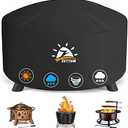Zettum Fire Pit Cover Round 50 Inch - Outdoor Firepit Cover Heavy Duty & Waterproof, 600D Patio Fire Table Cover Large Gas Fire Pit Accessories Fade & Weather Resistant - 50 x 50 x 24 Inch