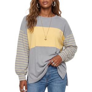Womens Oversized Striped Shirts, Gray (XL)