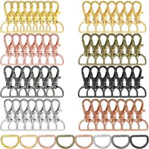 Hotop 100 Pcs Keychain Clip Hooks with D Ring Clip Swivel Snap Hooks and D Keychain Rings Lobster Claw Clasp Metal Purse Hardware for DIY Crafts Handbag Hardware Sewing Projects(20 mm Outside Width)