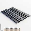 C Channel Steel Support Metal Support Bracing Hidden C Bracket for Table Top Live Edge Slab Woodworking, Black Coat Finish, 6 Holes (4 Pack, 20 Inch)