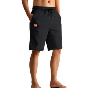 MO GOOD Mens Casual Shorts-Summer Beach Leisure Shorts, Stretch Golf Pants, Elastic Waist Drawstring Shorts with Pockets (Medium, Black)