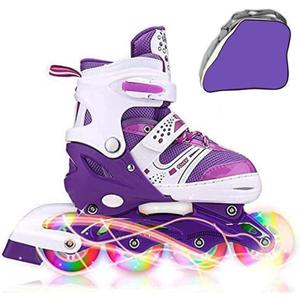 Adjustable Inline Skates for Kids Ages 612, Light Up Wheels, Beginner Roller Skates for Boys & Girls, Outdoor & Indoor Skating Gift, M