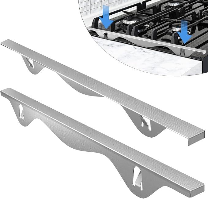 Tonhui Stainless Steel Stove Gap Covers, Kitchen Stove Counter Gap Filler, Range Trim Kit Stove Guard Counter Gap Cover Length 23.4" Heat Resistant for Years of Use - 2 PCS (Left and Right)