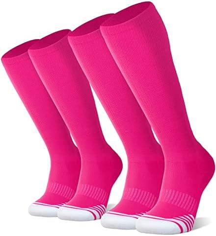 FITRELL 2/3 Pack Baseball Soccer Softball Socks for Kids Youth Men & Women Over-the-Calf Knee High Socks (Multiple Colors) M