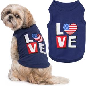 Parisian Pet Dog T-Shirt - Embroidered Love Pet Shirt - 100% Cotton, Breathable Puppy Tee Shirts - Sleeveless Dog Vest - Machine Washable Clothes for Medium-Sized Dogs