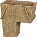 Household Essentials Wicker Stair Basket with Handles, Handwoven Seagrass, Natural