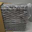 130L Foldable Laundry Hamper with Lid - Handwoven Rattan Storage Basket, 2-Section Clothes Hamper w/ 2 Removable Liner Bags, Easy Assembly, Portable for Bedroom Bathroom Dorm, Grey