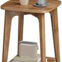 VASAGLE Side Table, Small Square End Table with Lower Shelf, Nightstand for Small Spaces, Living Room, Bedroom, Honey Brown ULET236K01