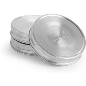 Ball Reusable Mason Jar Lids, Stainless Steel Storage Lids with Silicone Gaskets for an Airtight Seal, Wide Mouth, One Pack of 3, Silver