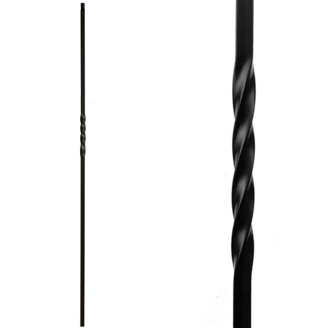 Single Twist Stair Iron Balusters (Contractor Pack of 15) Metal Balusters - Hollow 1/2" Square Metal Spindles Real Satin Black NOT Matte